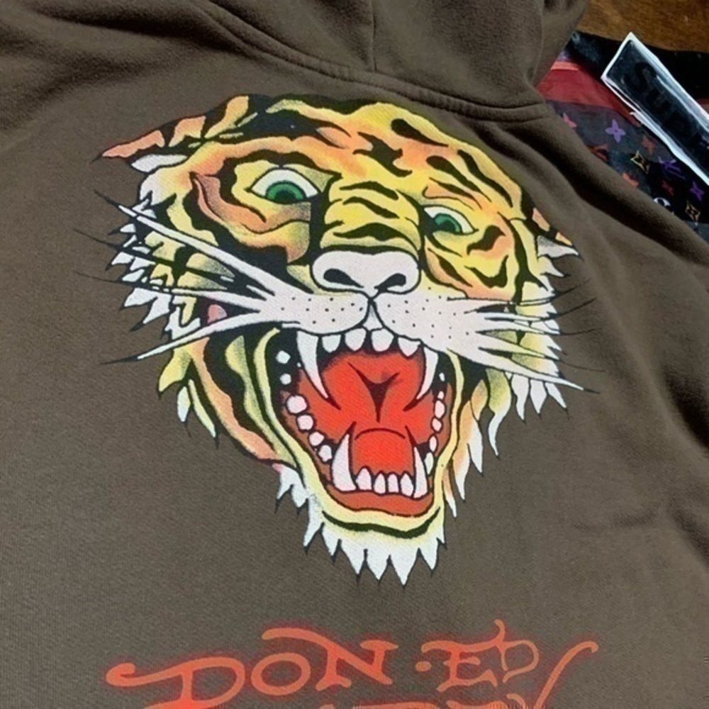 ON HOLD - DON ED HARDY CHRISTIAN AUDIGIER Tiger Hoodie Terrycloth Zip Up - Picture 5 of 9
